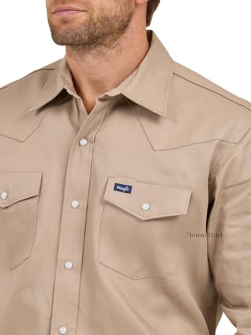 100% Cotton Heavyweight Firm Finish Western Snap Work Shirt with Flap Pockets - Picture 3 of 5